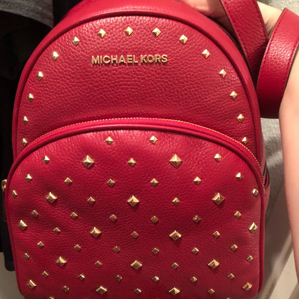 New with tags red MK Abbey backpack